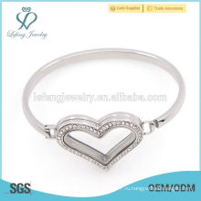 Новый дизайн сердца форме кристалла металла кулон браслеты для женщин, браслет из нержавеющей стали манжета